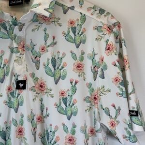 Bad Birdie Polo Shirt Golf Men's Size Large Cactus Plant Polo Desert Rose